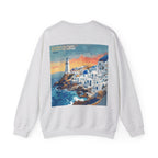 Guided by Light. Driven by waves. Coastal village Crewneck Sweatshirt | Greece Travel Poster